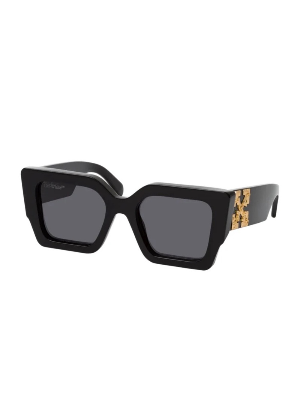 Off-White Black Oversized Sunglasses With Gold Logo